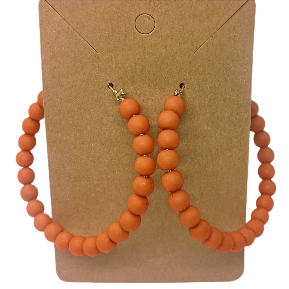 Wooden Beaded Hoop Earrings SKUJ020